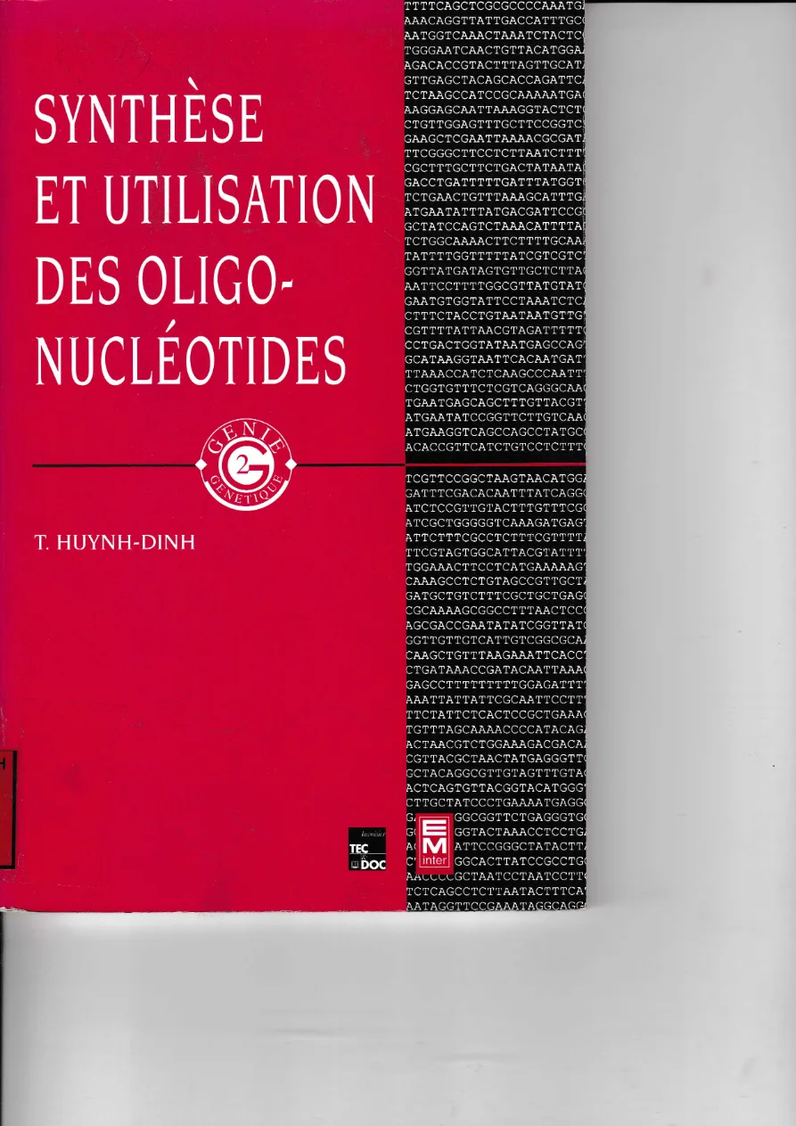 Couverture de Synthèse et utilisation des oligo-nucléotides