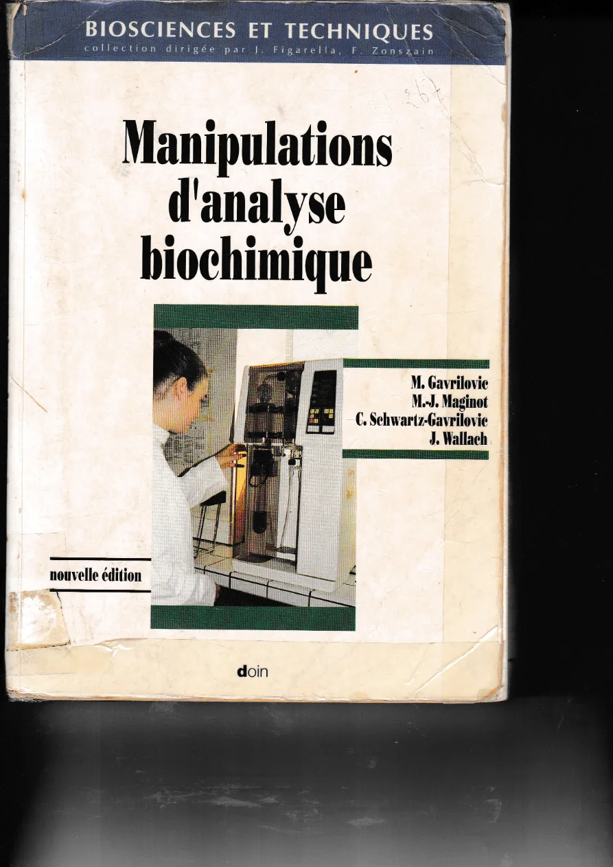 Couverture de Manipulation d'analyse biochimique