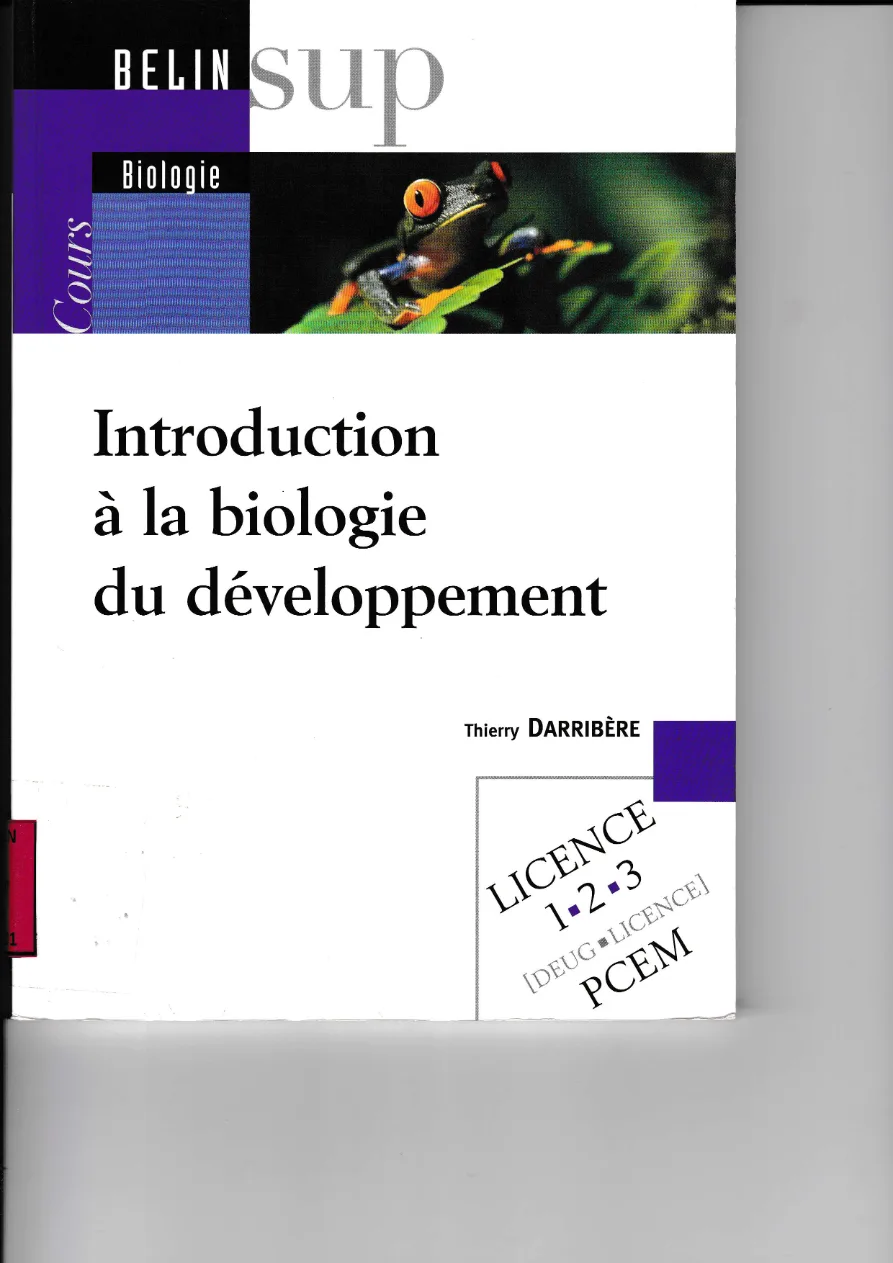 Couverture de Introduction à la biologie du développement