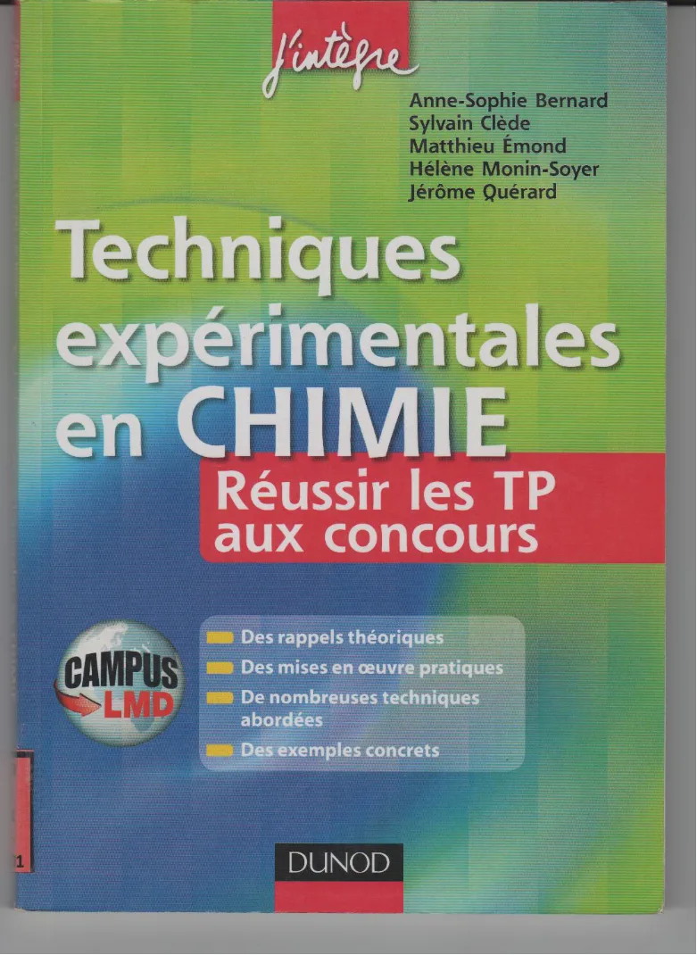 Couverture de Techniques expérimentales en chimie