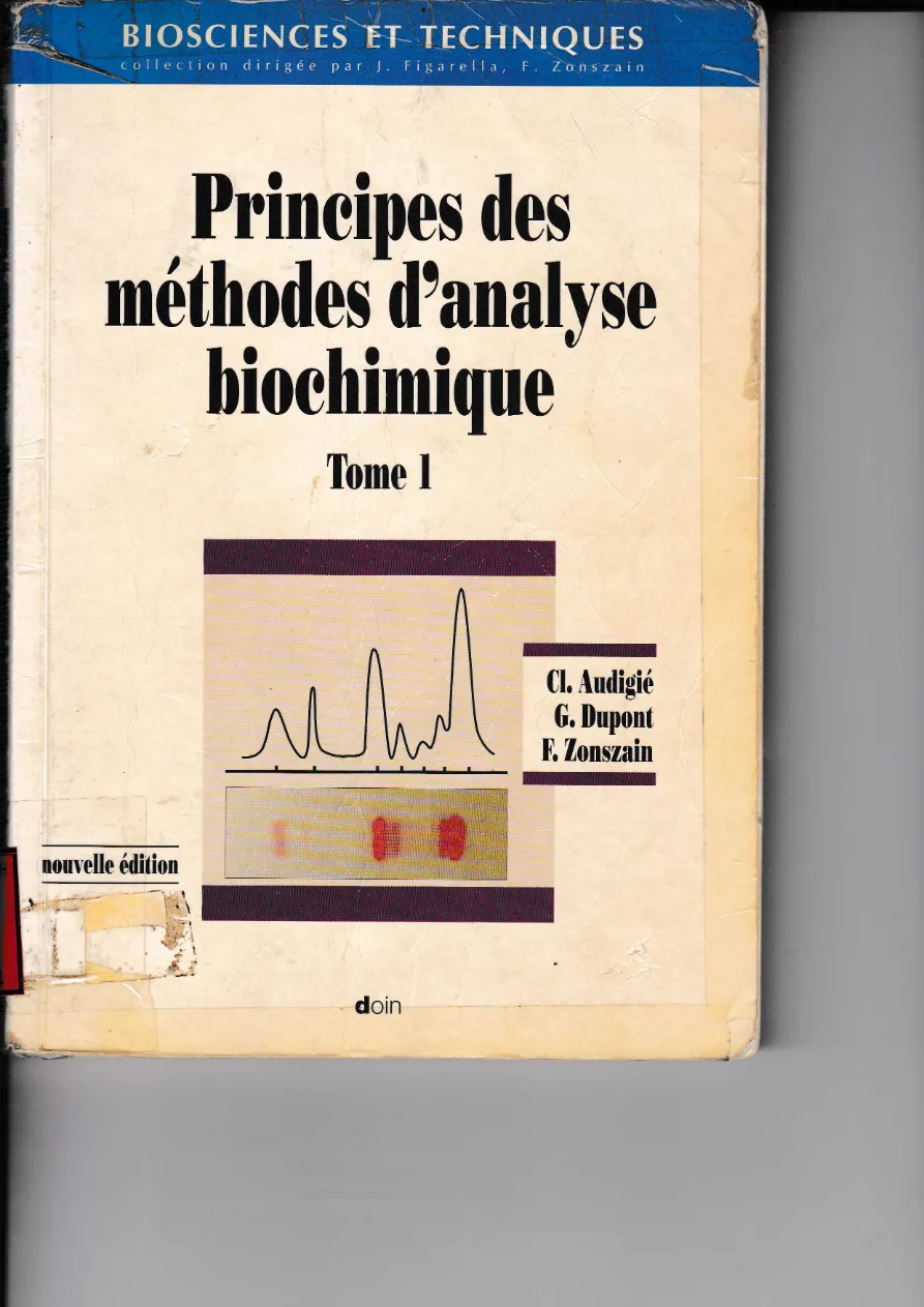 Couverture de Principes des méthodes d'analyse biochimique