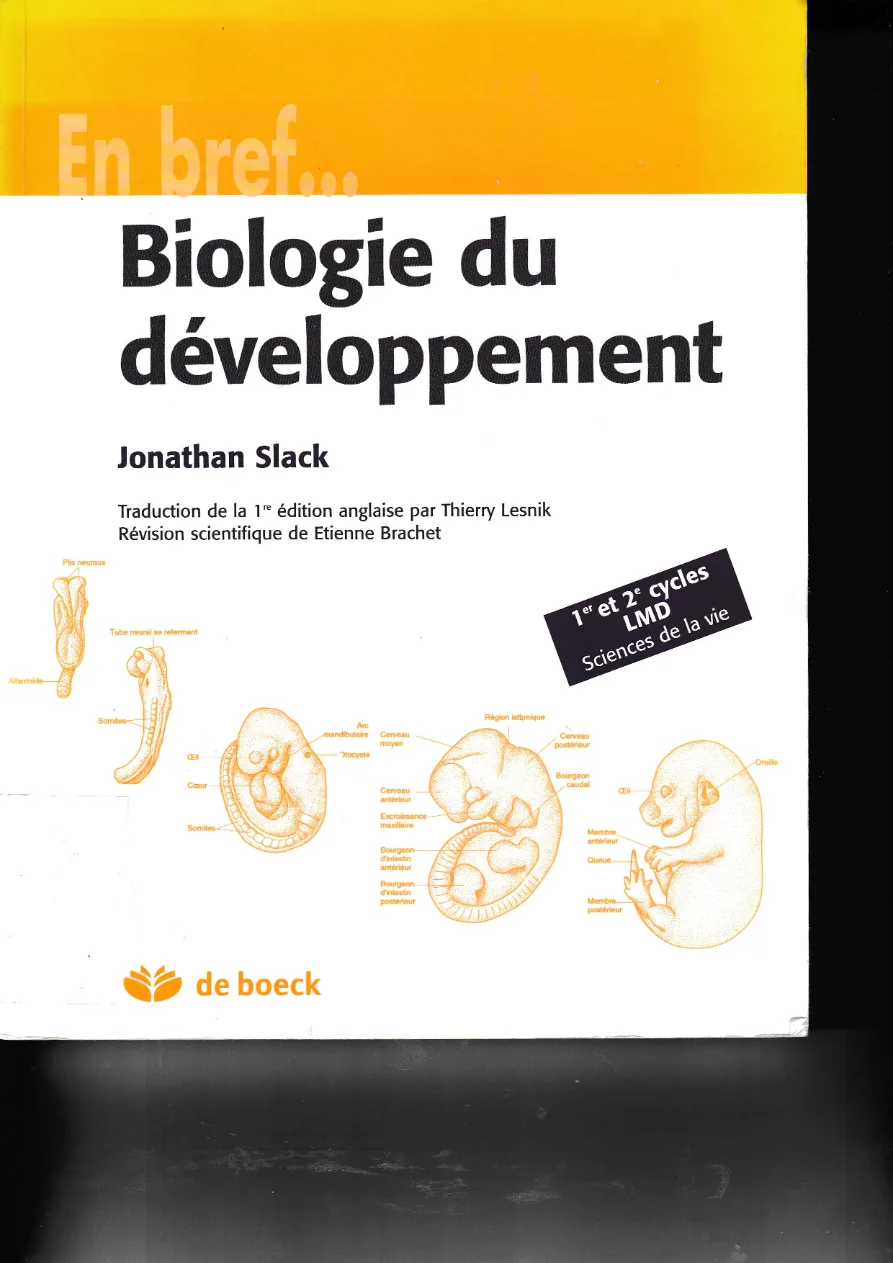 Couverture de Biologie du développement