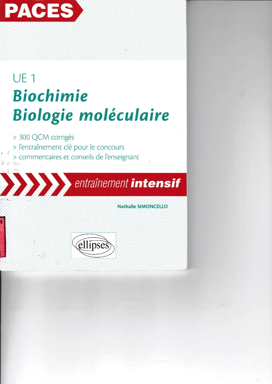 Couverture de UE1 Biochimie , Biologie moléculaire