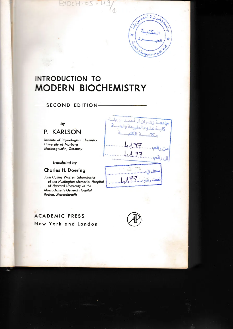 Couverture de Introduction to modern biochemistry