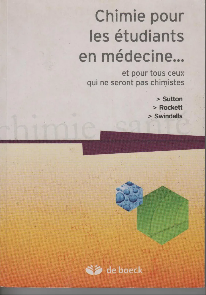 Couverture de Chimie pour les étudiants en médecine...